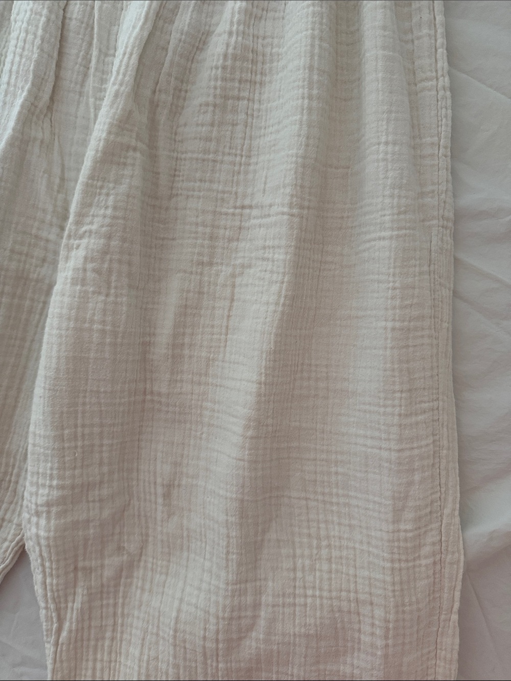 Lotus and Luna Cream Boho Textured Gauze Cotton Wide Leg Pants  - Size L - Picture 3 of 4